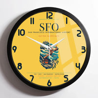 Thumbnail for San Francisco International Airport (SFO) design on yellow framed wall clock