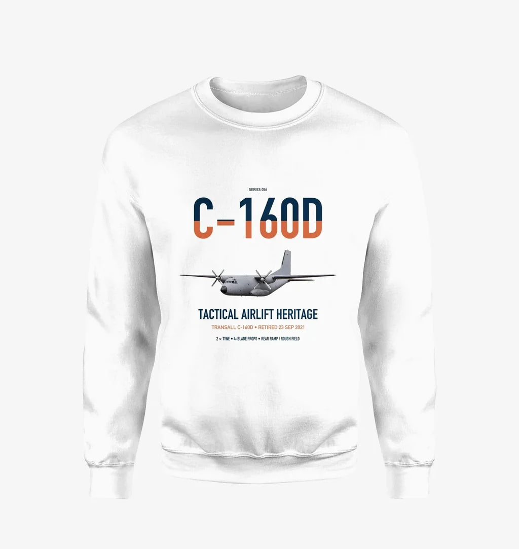 Transall C-160D design on white sweatshirt