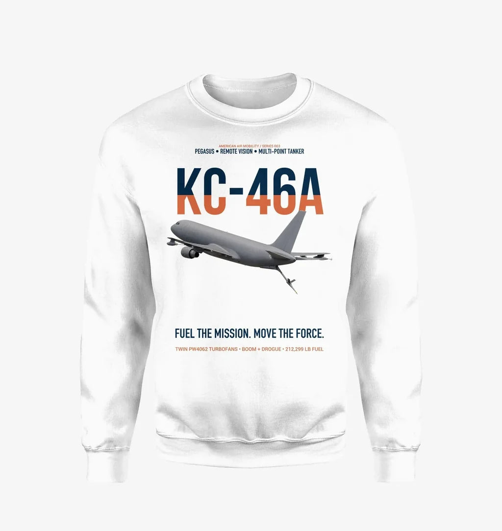KC-46A PEGASUS design on white sweatshirt