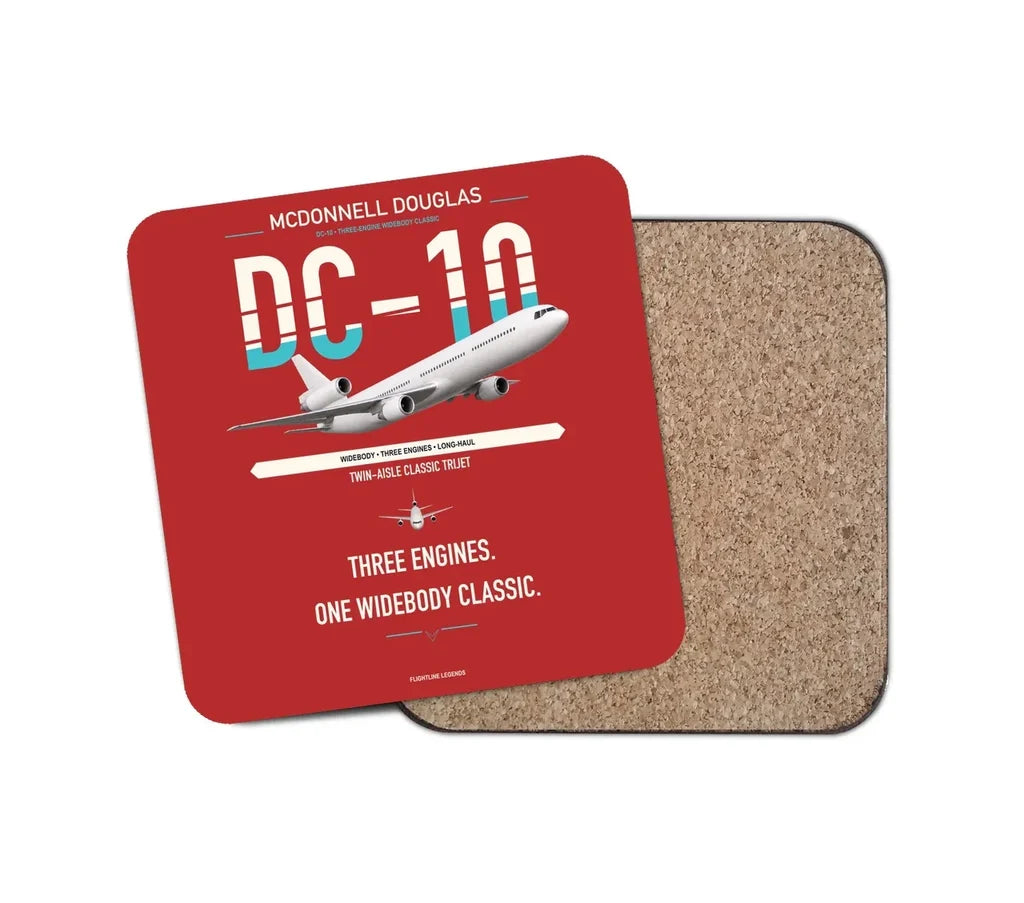 McDonnell Douglas DC-10 design on red 1 piece coaster