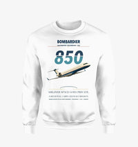 Thumbnail for Bombardier Challenger 850 design on white sweatshirt