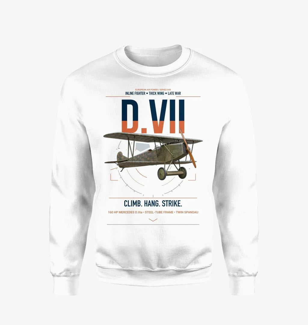 Fokker D.VII design on white sweatshirt