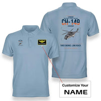Thumbnail for Leonardo CH-149 Cormorant design on light blue+name double-side polo t-shirt, double-side print