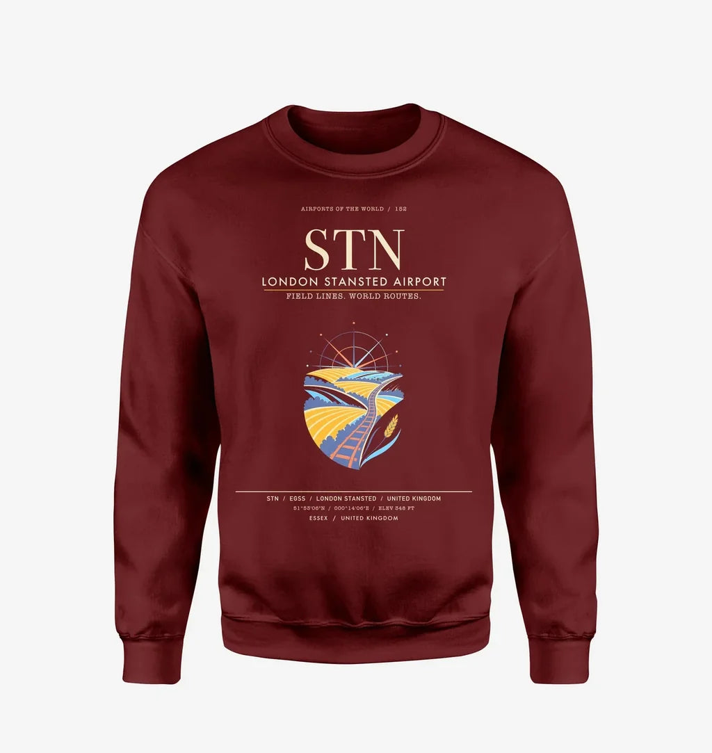 London Stansted Airport STN Sweatshirt - Wine Red