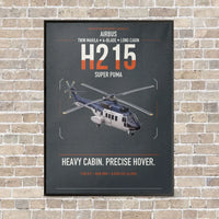 Thumbnail for Airbus H215 vertical canvas print - framed - gray background