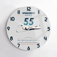 Thumbnail for Bombardier Learjet 55 design on light gray no frame wall clock