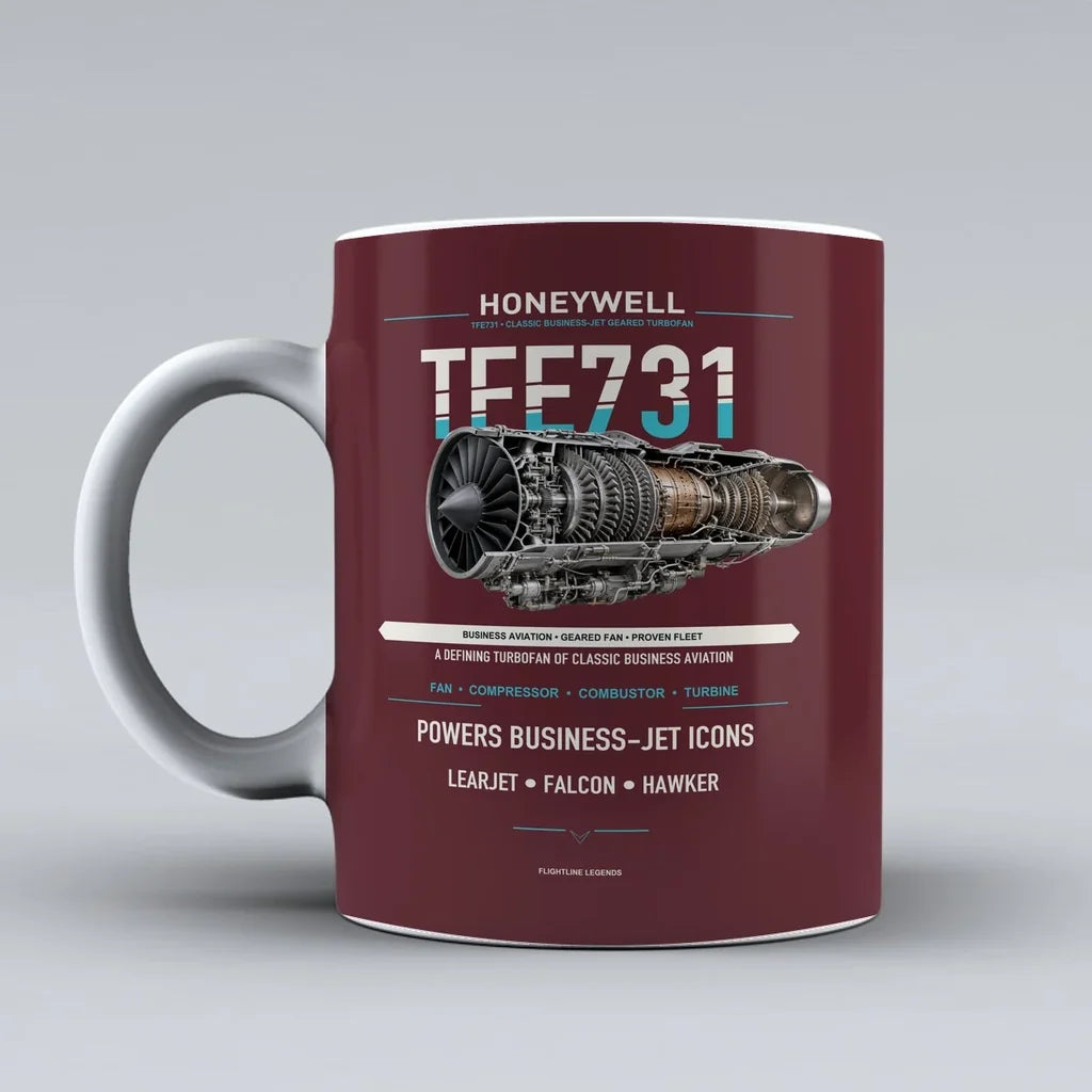 Mug design on dark red tfe731
