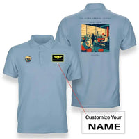 Thumbnail for VINTAGE G4310 - The Dawn Arrival Coffee - Double-Side Polo T-Shirt design on lightblue+name