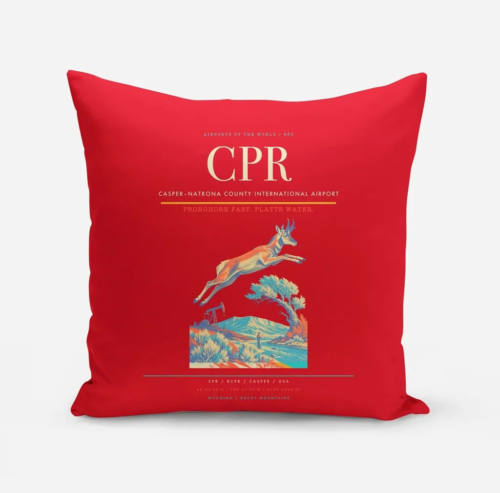 Casper–Natrona County International Airport (CPR) design on red pillow