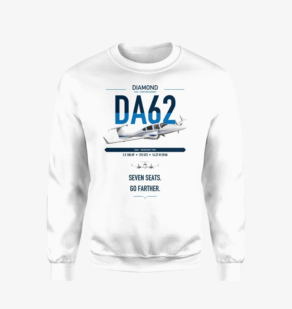 Diamond DA62 design on white sweatshirt
