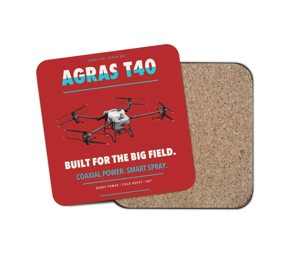 DJI Agras T40 design on red 1 piece coaster