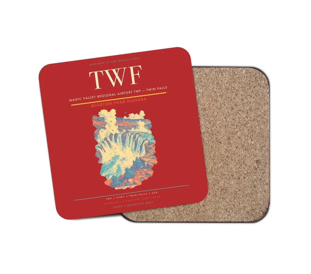 Magic Valley Regional Airport (TWF) design on red 1 piece coaster