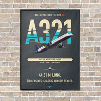 Thumbnail for Airbus A321 vertical canvas print - framed - gray background
