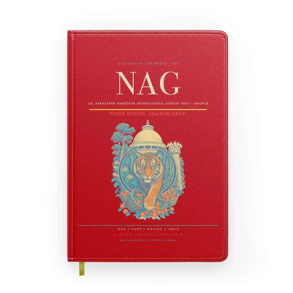 Dr. Babasaheb Ambedkar International Airport (NAG) design on red notebook