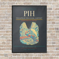 Thumbnail for Pocatello Regional Airport PIH vertical canvas print - framed - gray background