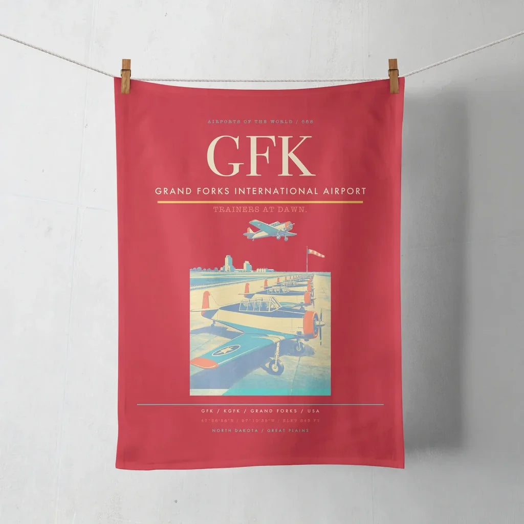 Grand Forks International Airport (GFK) design on red towel