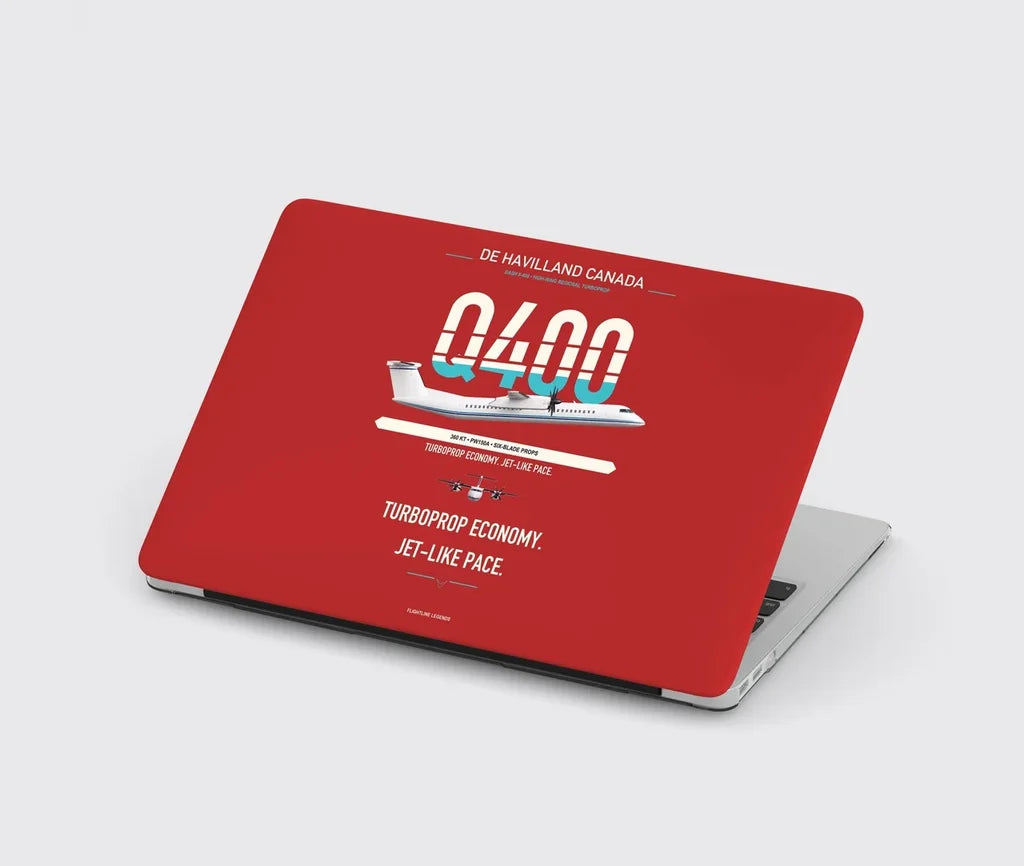 De Havilland Dash 8-400 design on red MacBook case