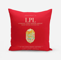 Thumbnail for Liverpool John Lennon Airport (LPL) design on red pillow