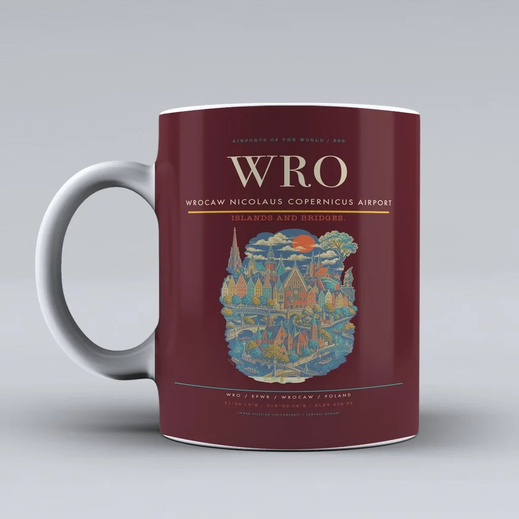 Wrocaw Nicolaus Copernicus Airport WRO Mug - Dark Red