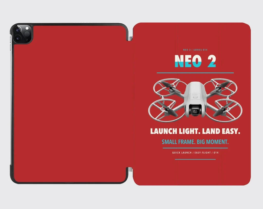 DJI Neo 2 design on red ipad tablet case