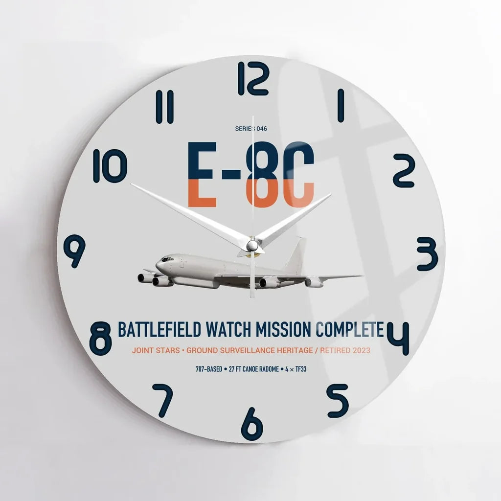 E-8C Joint STARS design on light gray no frame wall clock
