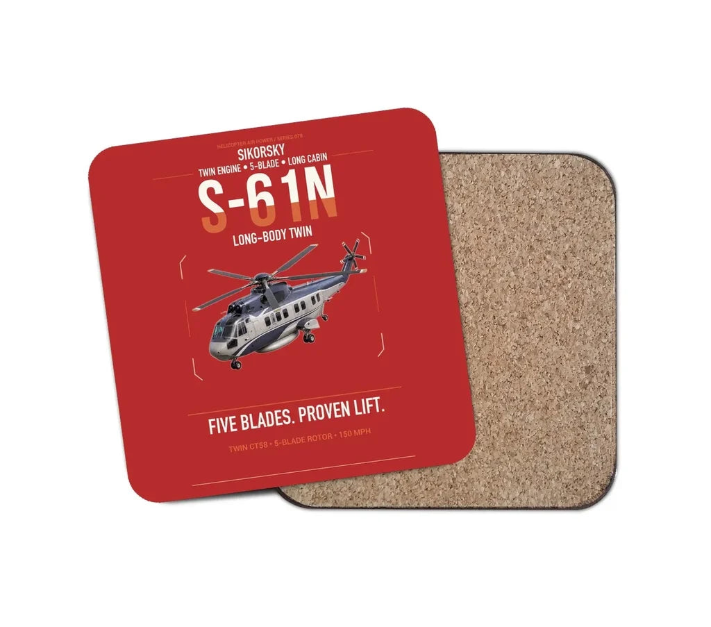 Sikorsky S-61N design on red 1 piece coaster