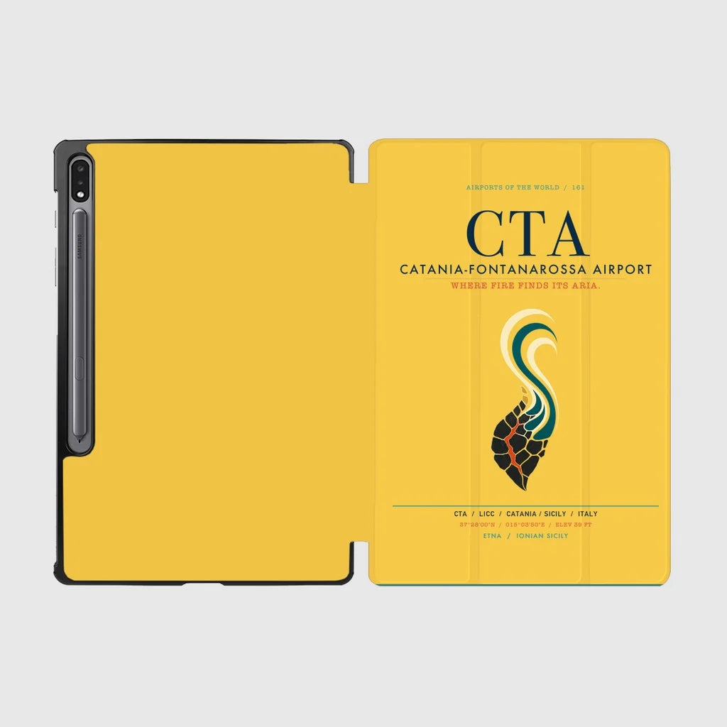 Catania-Fontanarossa Airport (CTA) design on yellow samsung tablet tablet case