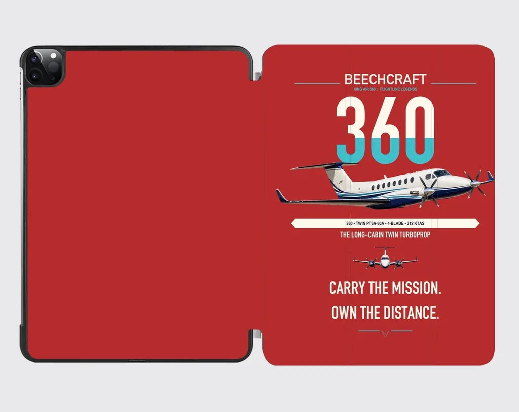 Beechcraft King Air 360 design on red ipad tablet case