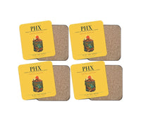 Thumbnail for Phoenix Sky Harbor International Airport (PHX) design on yellow 4 pieces set coaster