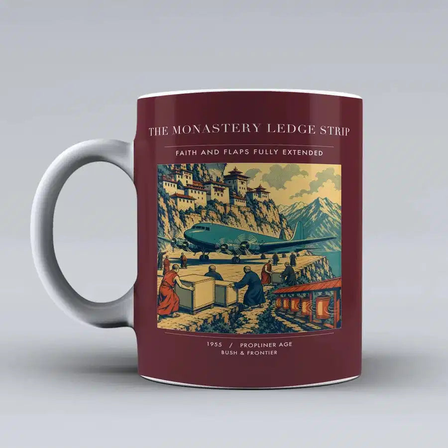 VINTAGE G4341 - The Monastery Ledge Strip - Ceramic Mug design on darkred