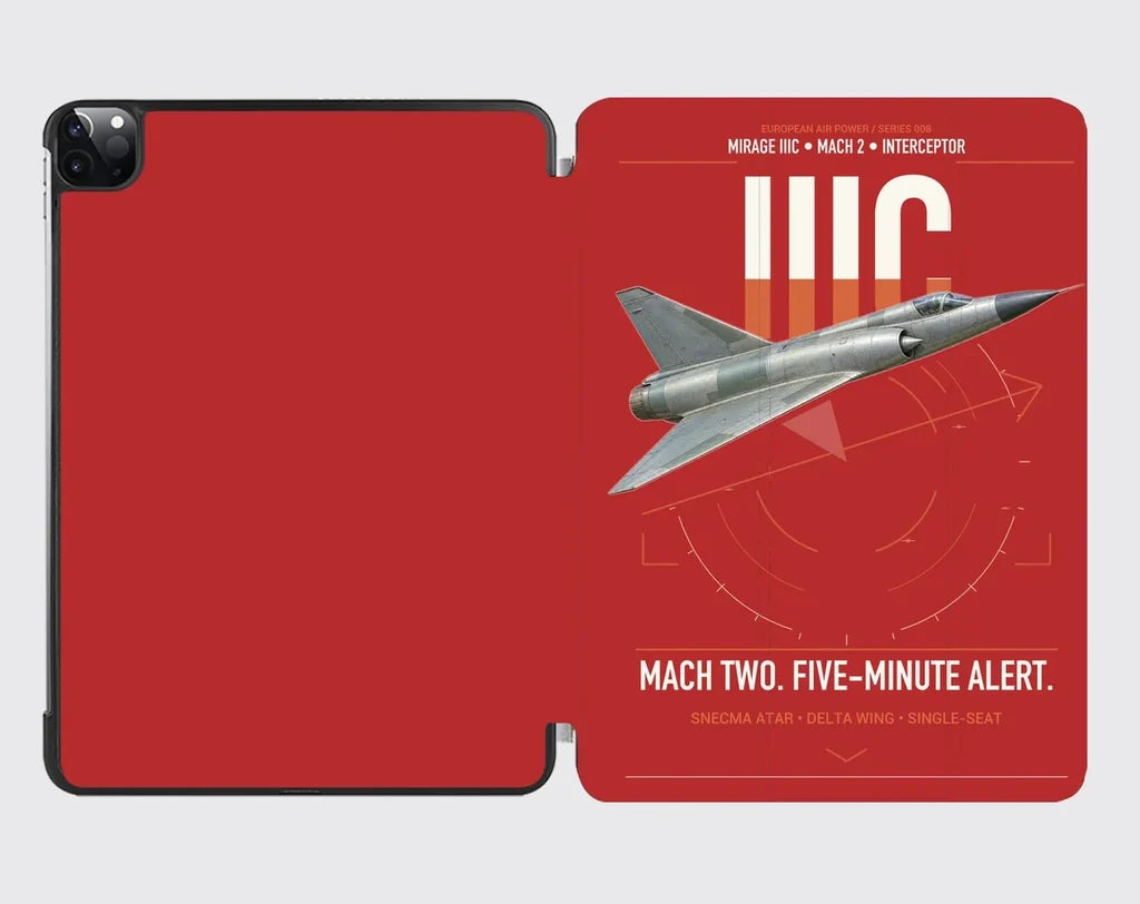 Dassault Mirage IIIC design on red ipad tablet case