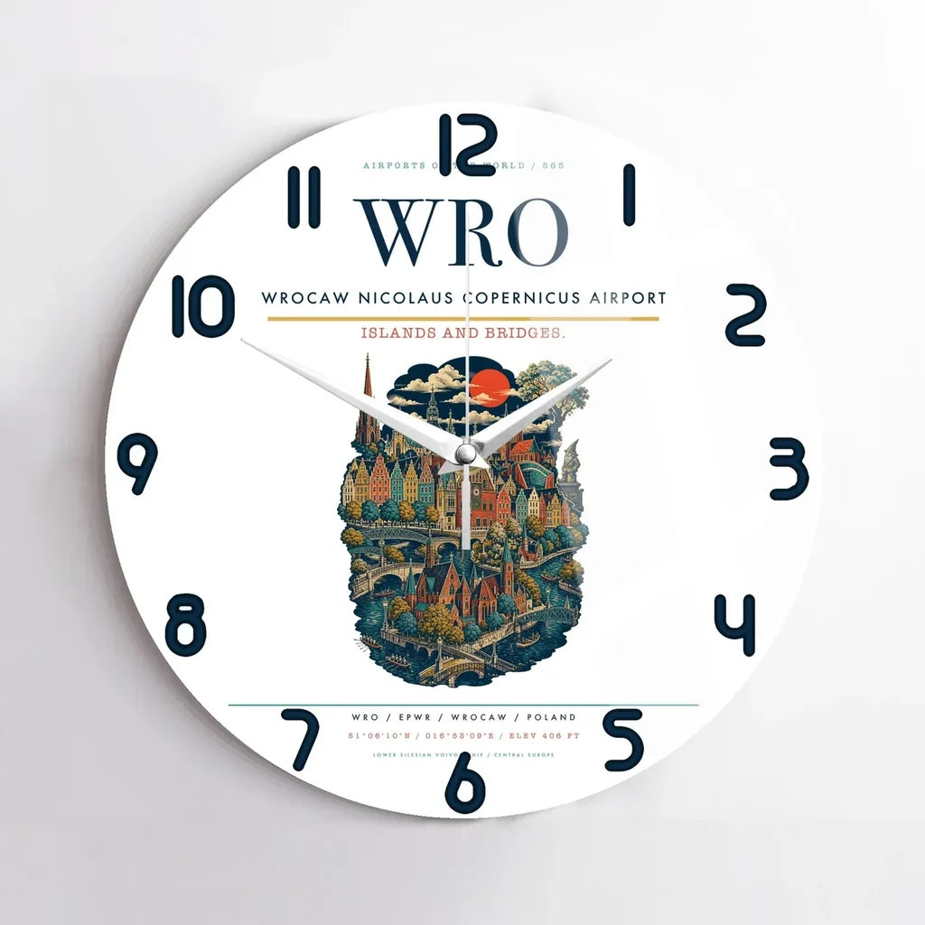 Wrocaw Nicolaus Copernicus Airport WRO Wall-Clock No-Frame - White