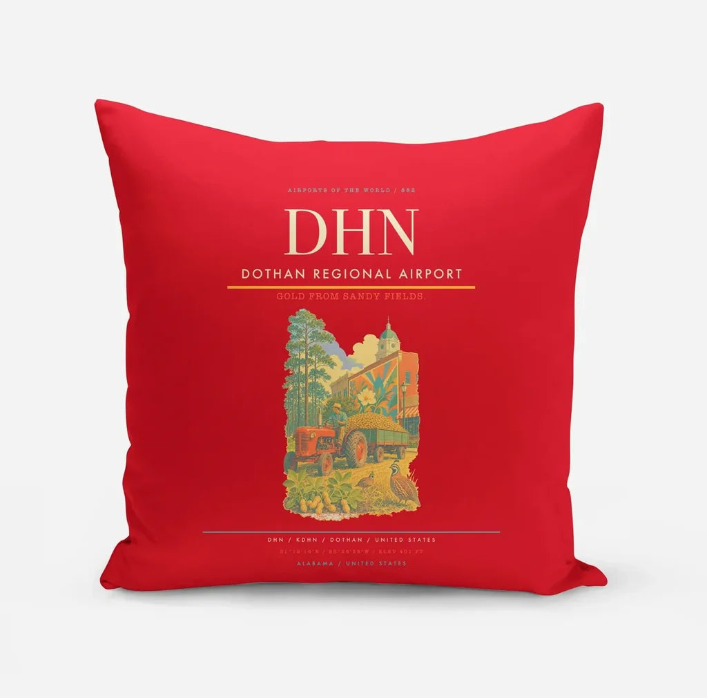 Dothan Regional Airport (DHN) design on red pillow