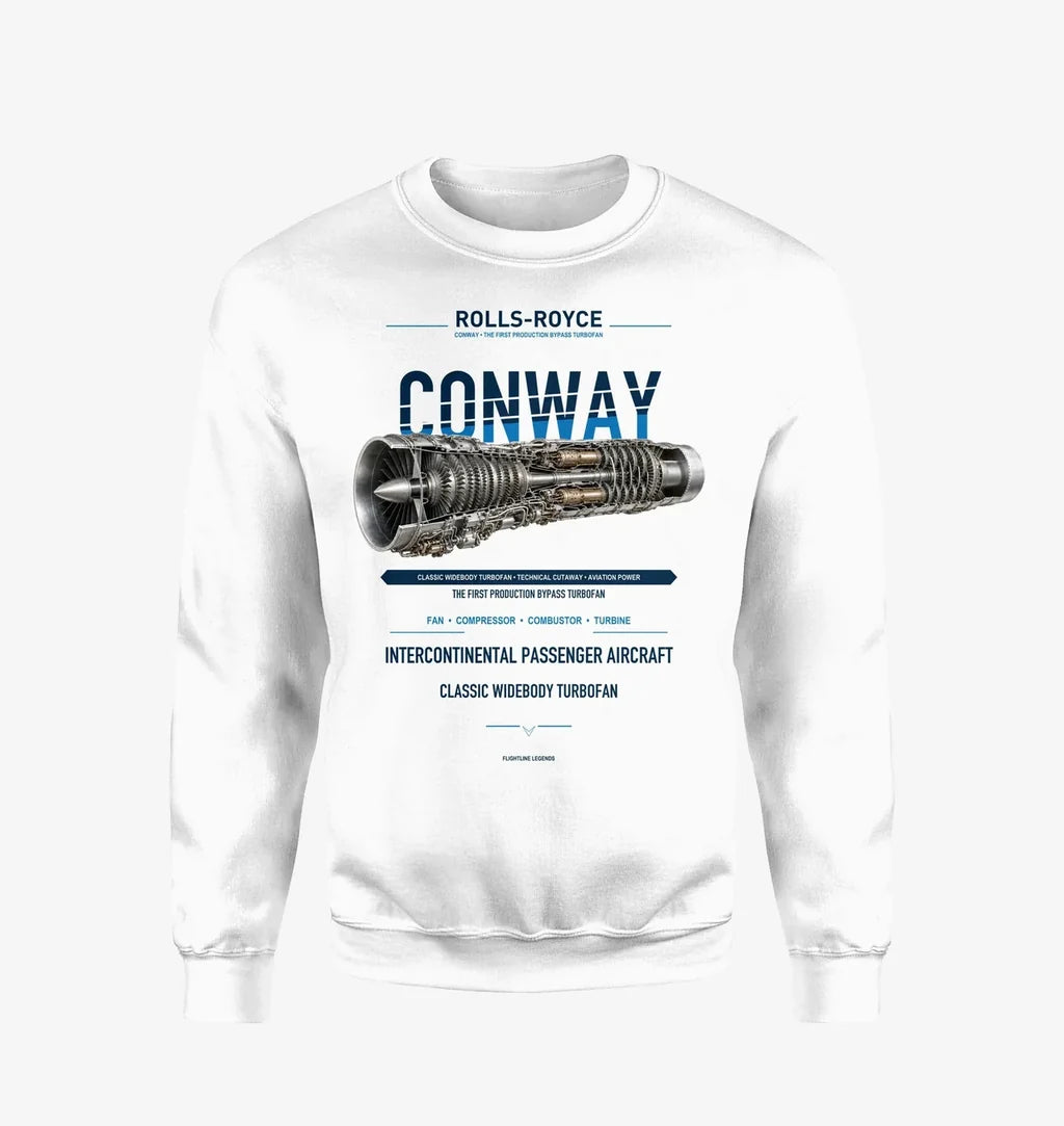 CONWAY design on white sweatshirt