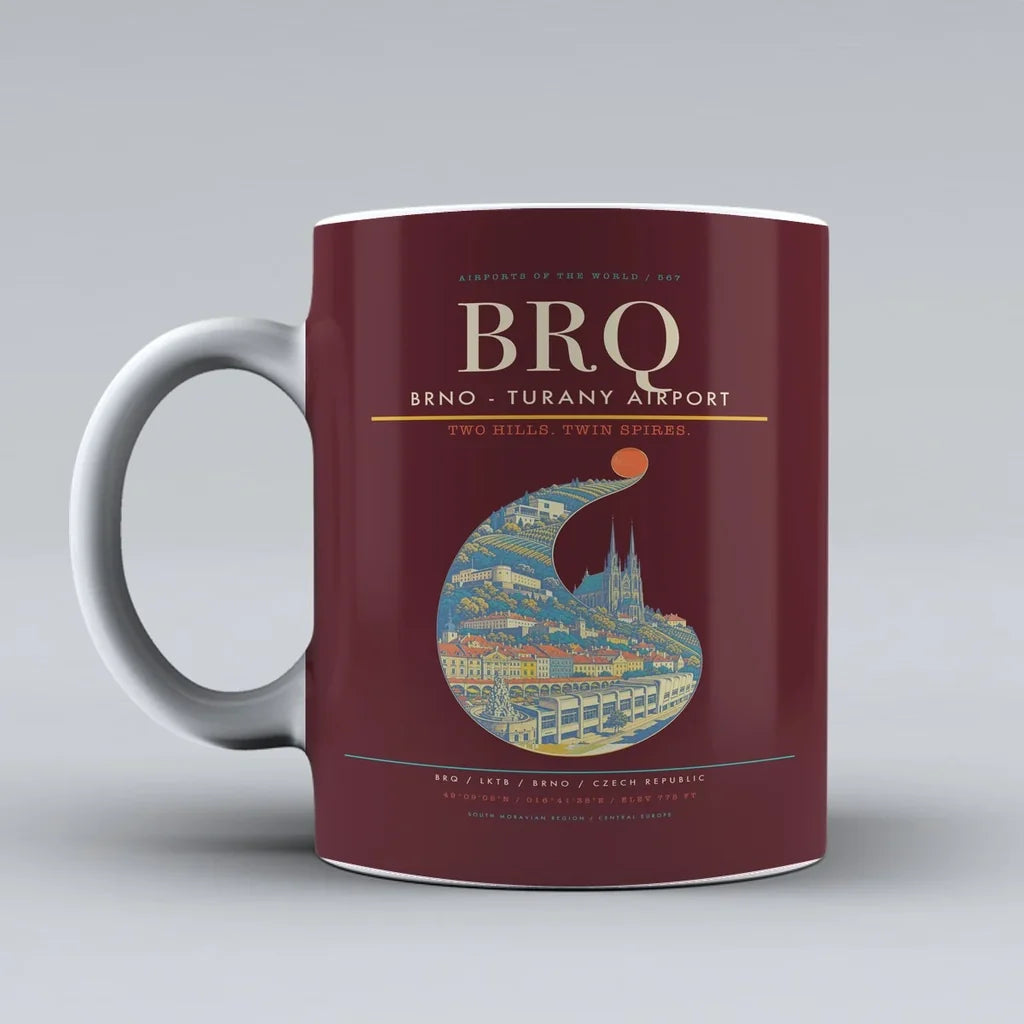 Brno - Turany Airport BRQ Mug - Dark Red