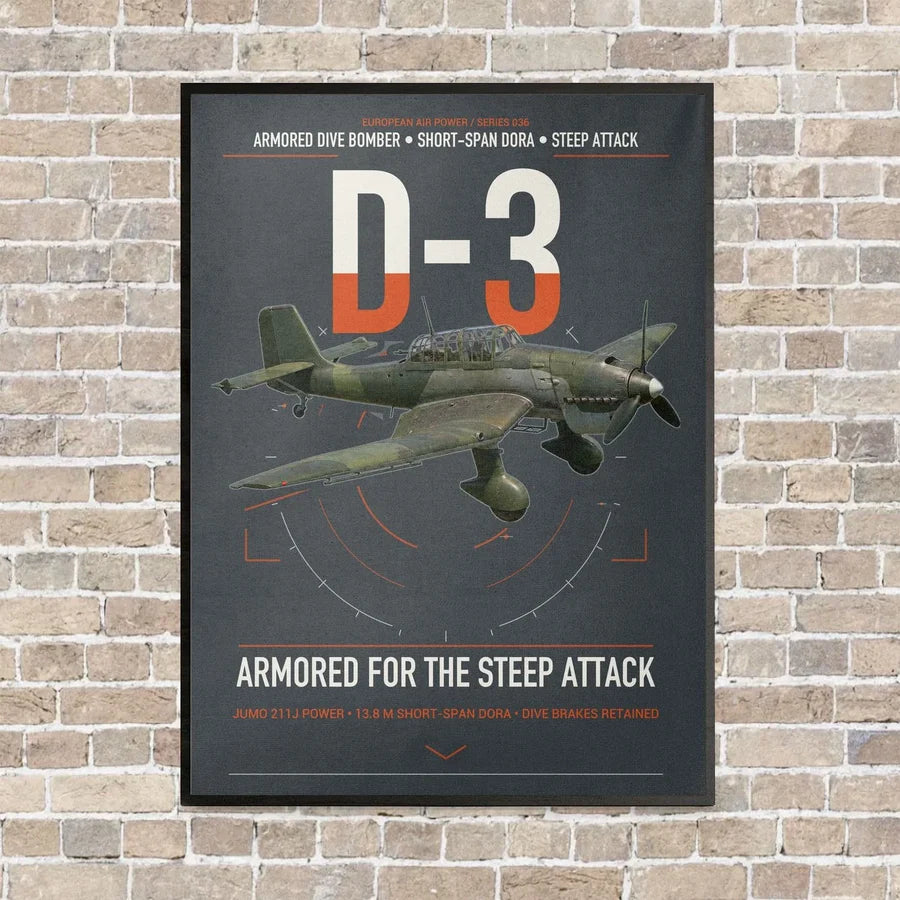 Junkers Ju 87D-3 vertical canvas print - framed - gray background