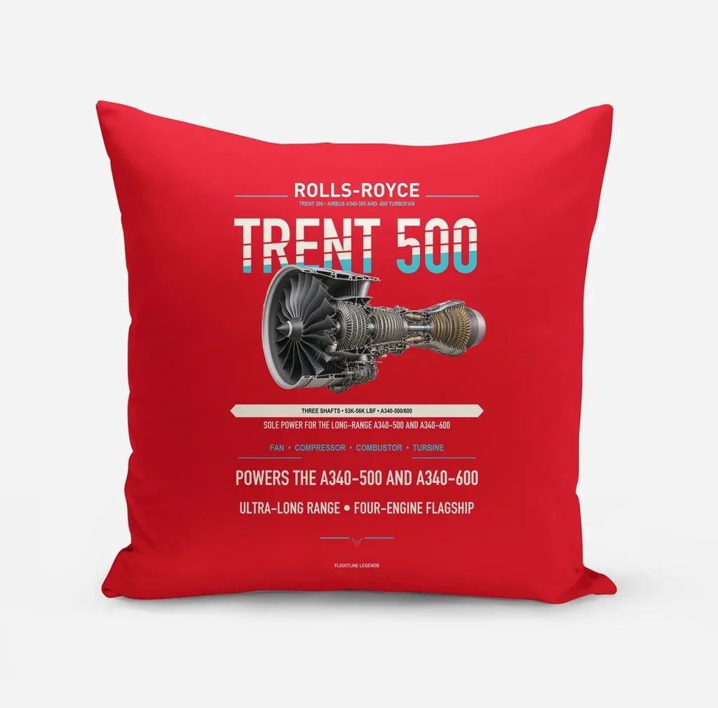TRENT 500 design on red pillow