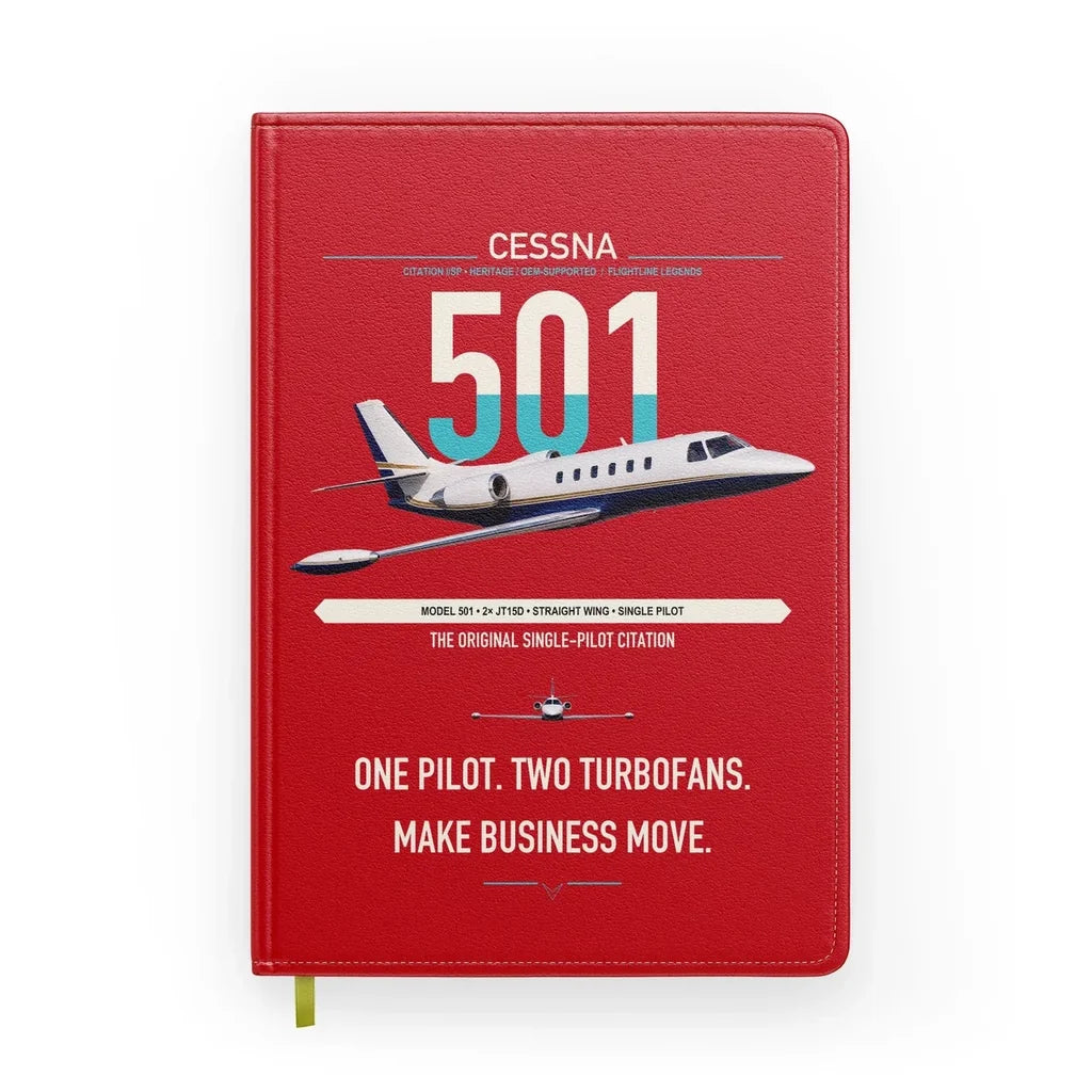 Cessna 501 Citation I SP design on red notebook