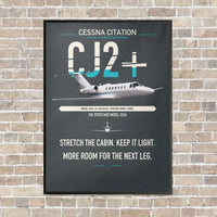 Thumbnail for Cessna Citation CJ2+ vertical canvas print - framed - gray background