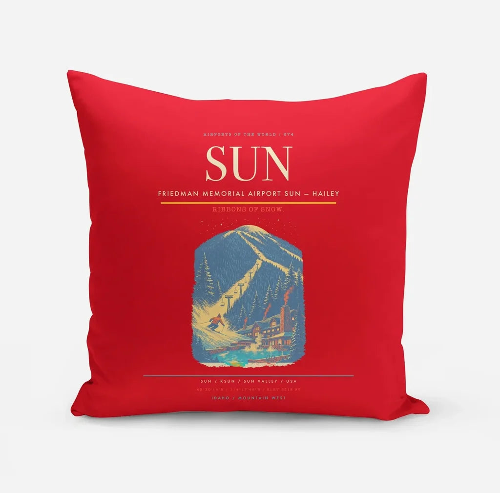 Friedman Memorial Airport (SUN) design on red pillow