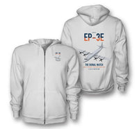Thumbnail for EP-3E ARIES II design on white premium zipped hoodie, double-side print
