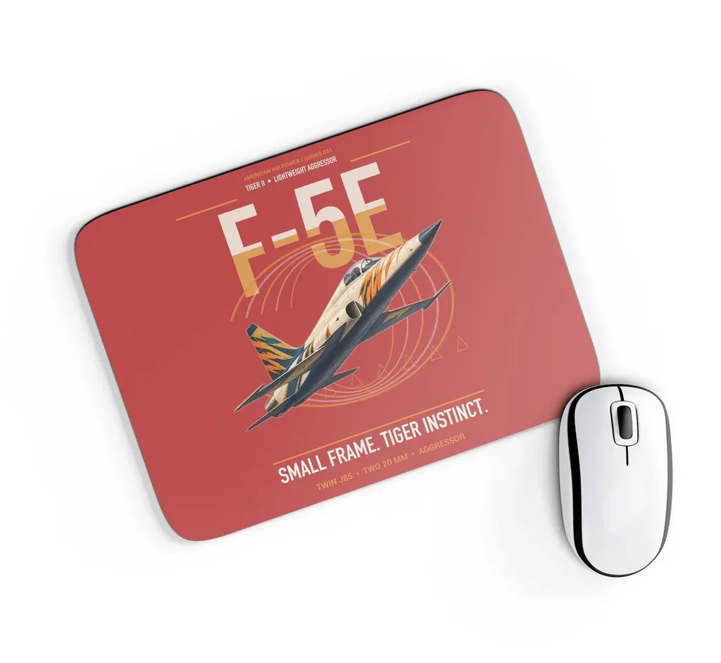 F-5E Tiger II design on red rectangle mouse pad