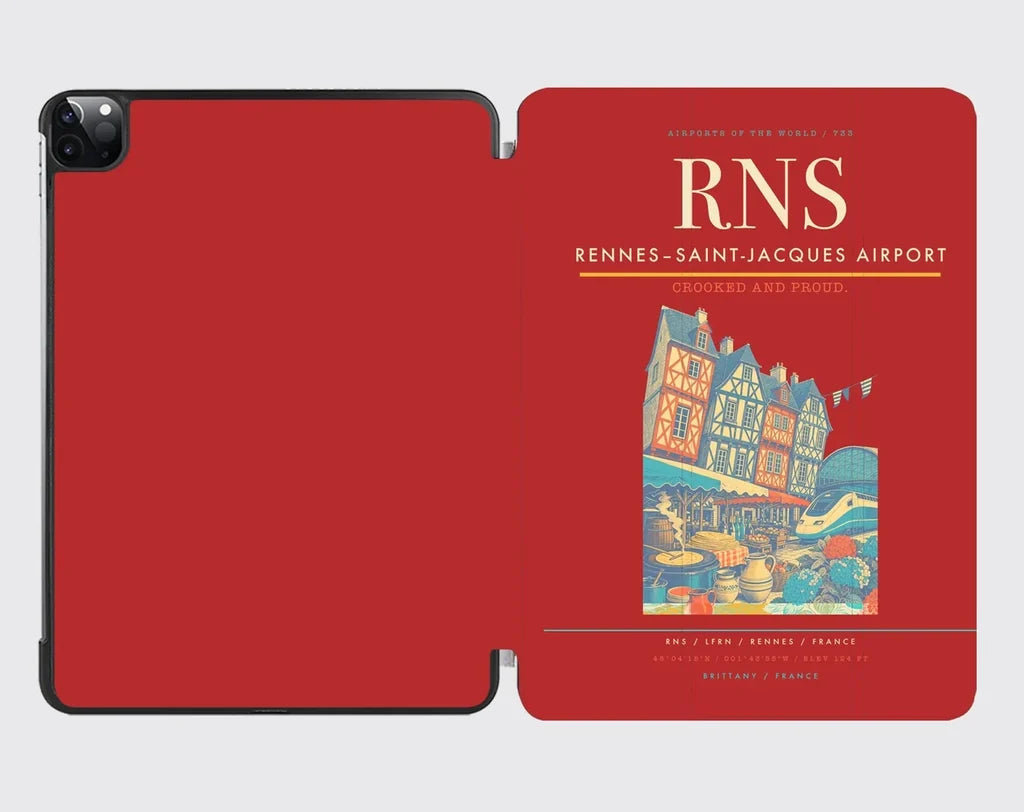 Rennes–Saint-Jacques Airport (RNS) design on red ipad tablet case