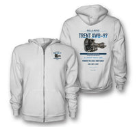 Thumbnail for TRENT XWB-97 design on white zipped hoodie