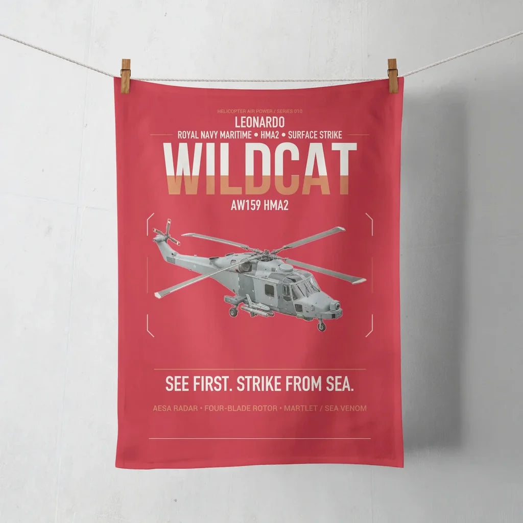 Leonardo AW159 Wildcat HMA2 design on red towel