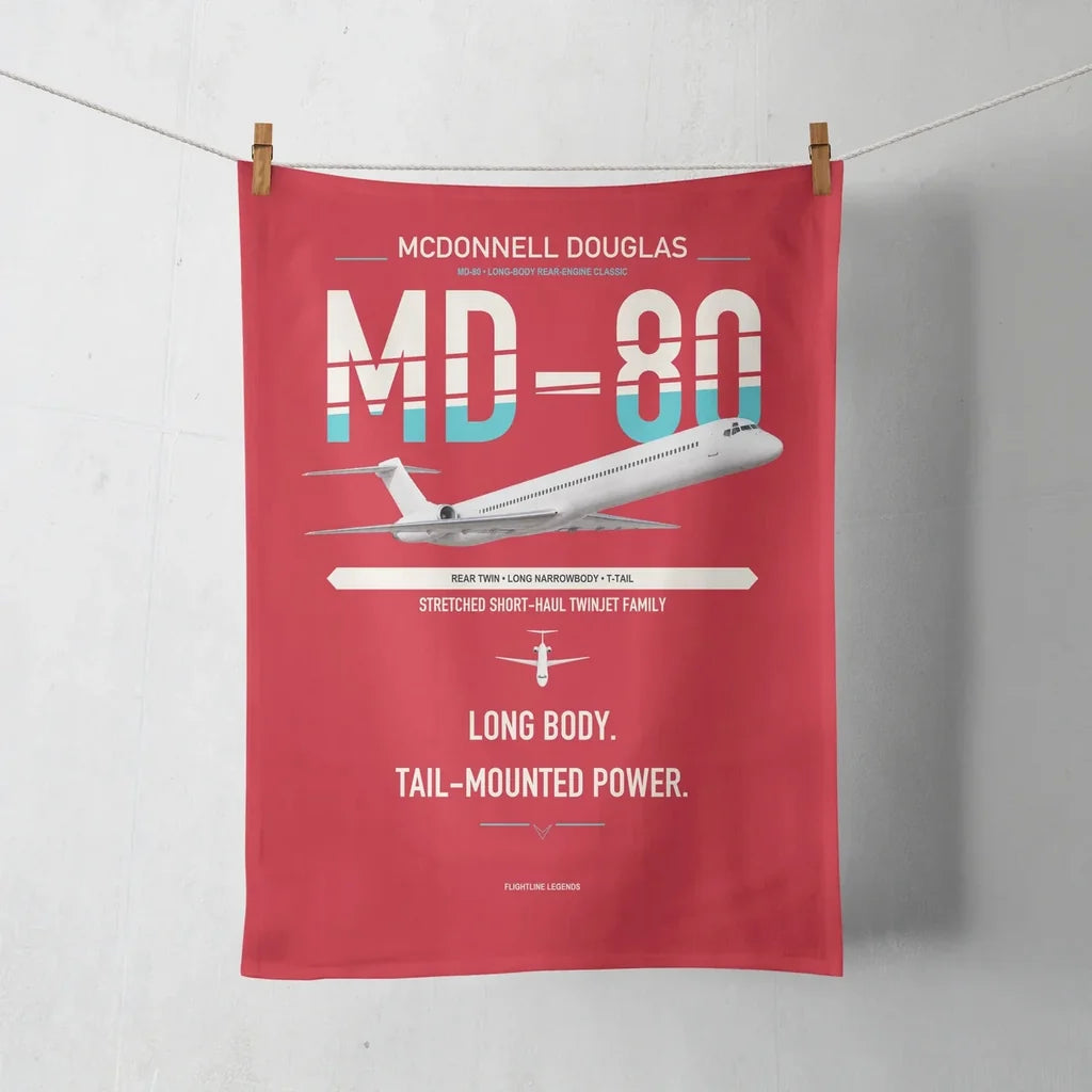 McDonnell Douglas MD-80 design on red towel