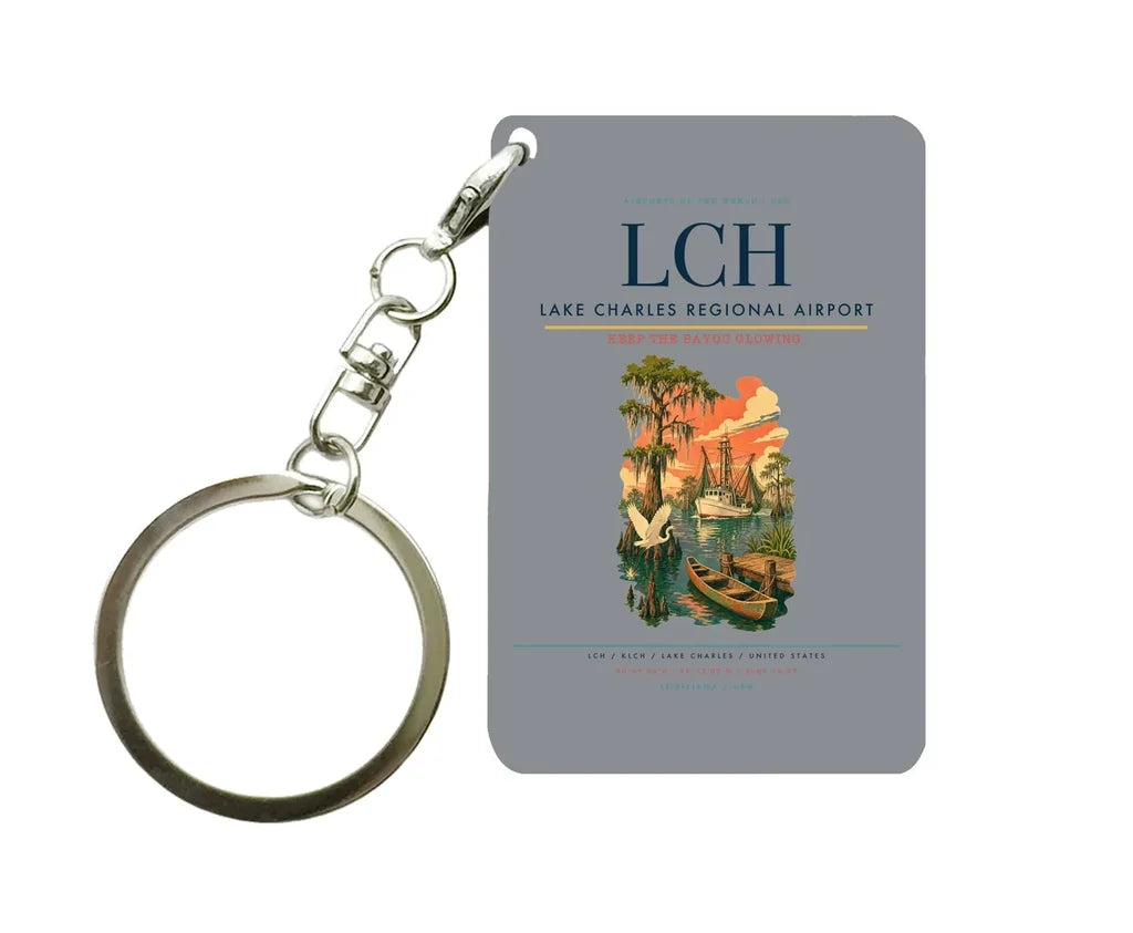 Lake Charles Regional Airport (LCH) design on gray key chain