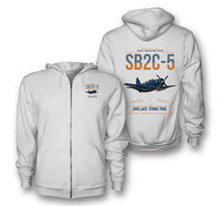 Thumbnail for SB2C-5 Helldiver design on white premium zipped hoodie, double-side print