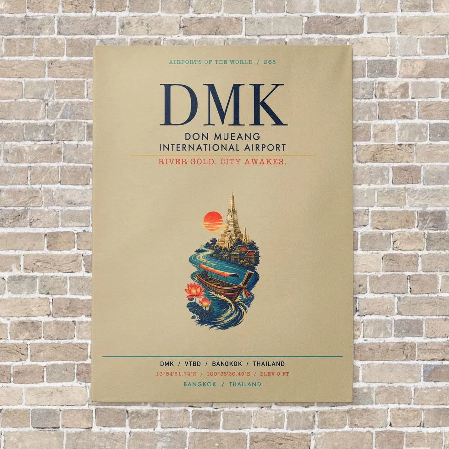 Don Mueang International Airport Bangkok DMK vertical canvas print - no frame - beige background