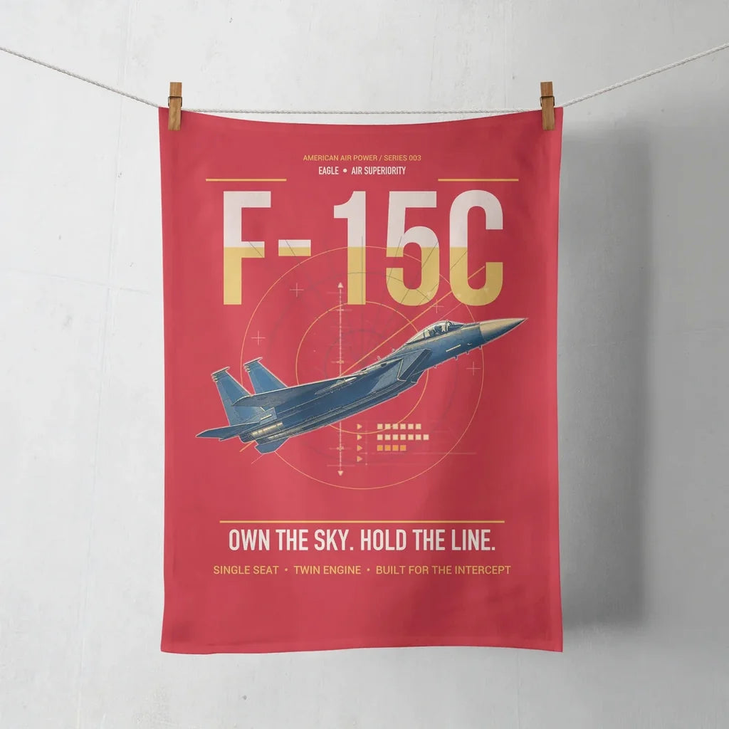 F-15C Eagle design on red towel